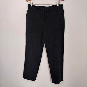 Talbots High Rise Faux Suede Flat Front Black Straight Leg Pants Size 12 Petite